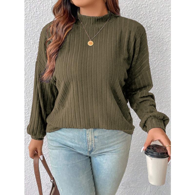 Women S Brushed Ribbed Half High Neck Solid Color Long Sleeve Top