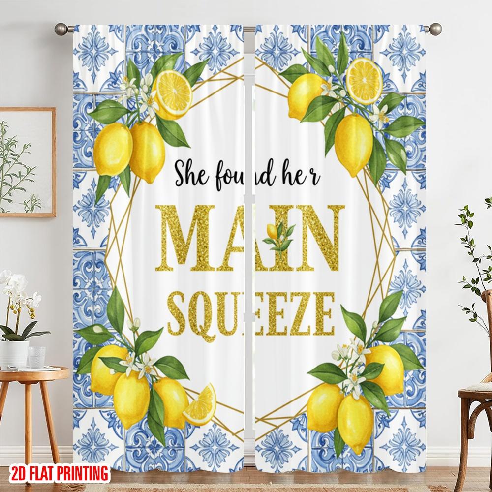 2pcs 2D flat printing Drapes She Found Her Main Squeeze Polyester Without Electricity Seasonal Party & Holiday Decor Use for