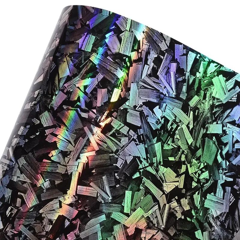 Silver Black Chrome DIY Car Holographic High Glossy Forged Carbon Vinyl Wrap Film Self Adhesive Motorcycle Vinyl Wrap Film