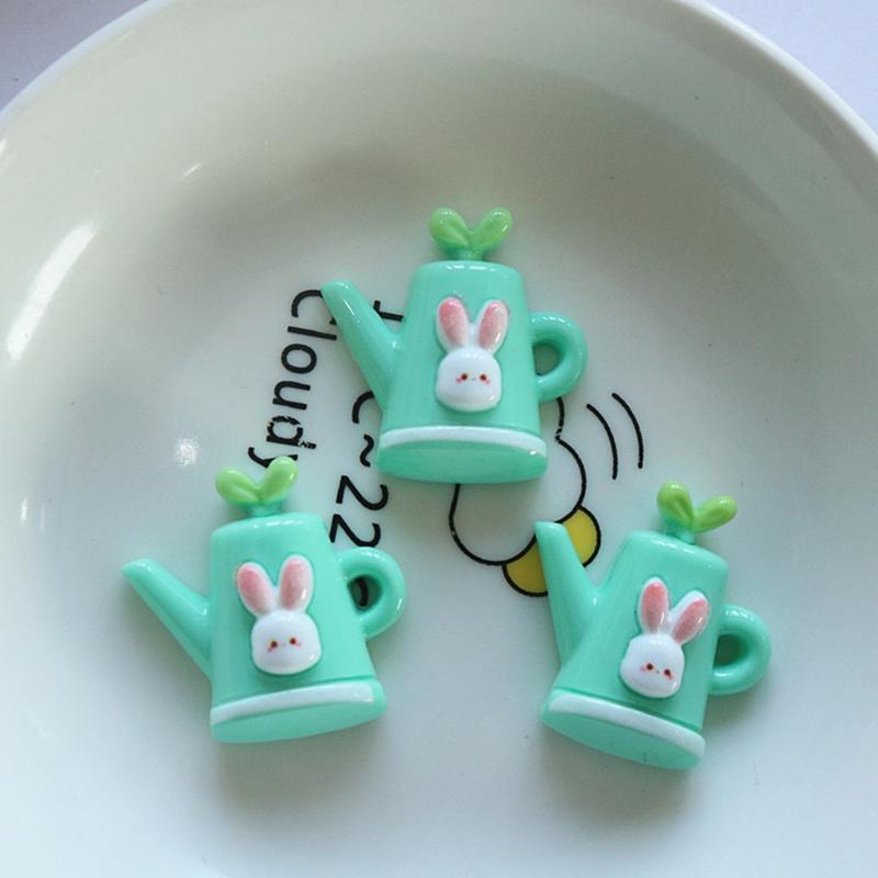 10 Pcs New Cute Cartoon Rabbit Flower Series Flat Back Resin Scrapbooking DIY Jewelry Hairpin Craft Decoration Accessorie