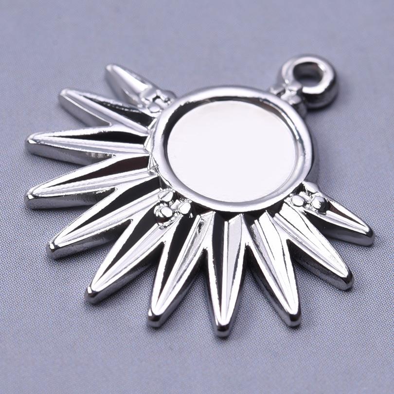 5pcs/Lot Silver Color Le Soleil Pendentif Stainless Steel Charm Pendants For Jewelry Making Supplies Metal Sun Charms Decoration