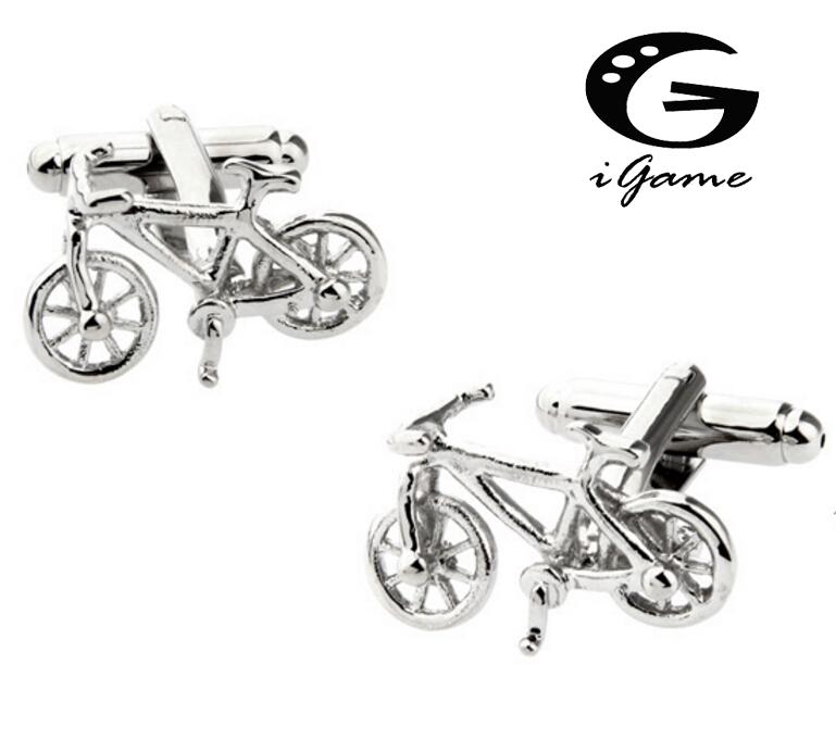 Factory Price Retail Quality Cufflinks For Men Silver Color Brass Material Bicycle Bike Design Cuff Links