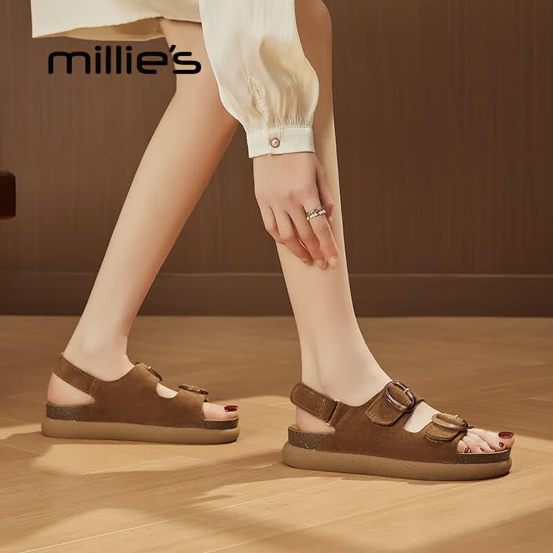 Женские ретро-сандалии Birkenstock из кожи Millies 37 верблюд