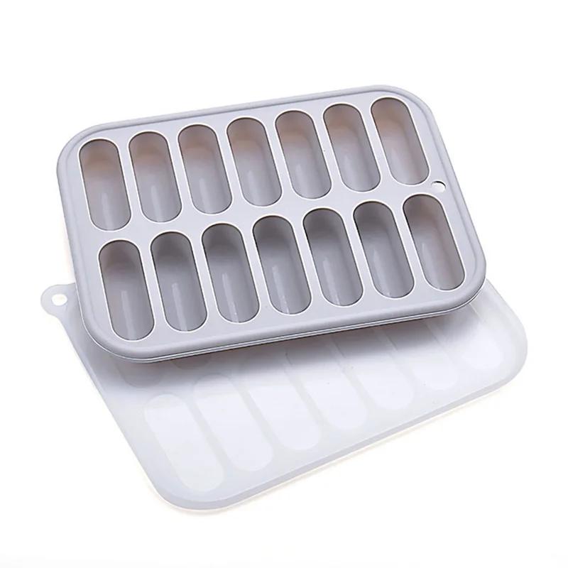 

Sausage Maker Mould 14 Grids Silicone DIY Ham Hot Dog Making Moulds With Lid Kitchen Household Sausages Cake Baking Tools Molds светло-серый