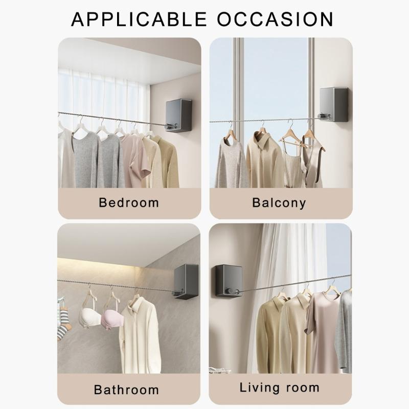 Multipurpose Retractable Clothesline Invisible Wire Rope Wall Mounted Clothes Line for Hanging Diapers and Socks