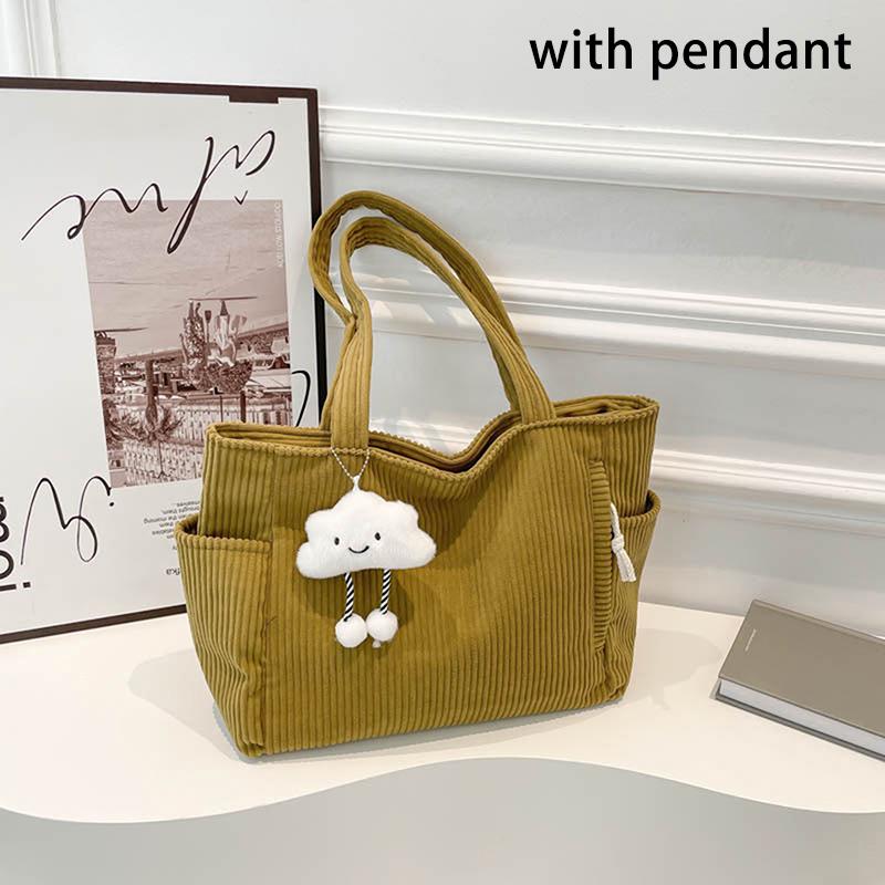 Simple Corduroy Shoulder Korean Large Capacity Tote Bag Daily Commuter Handbag Shopping Bags For Women Gifts A7