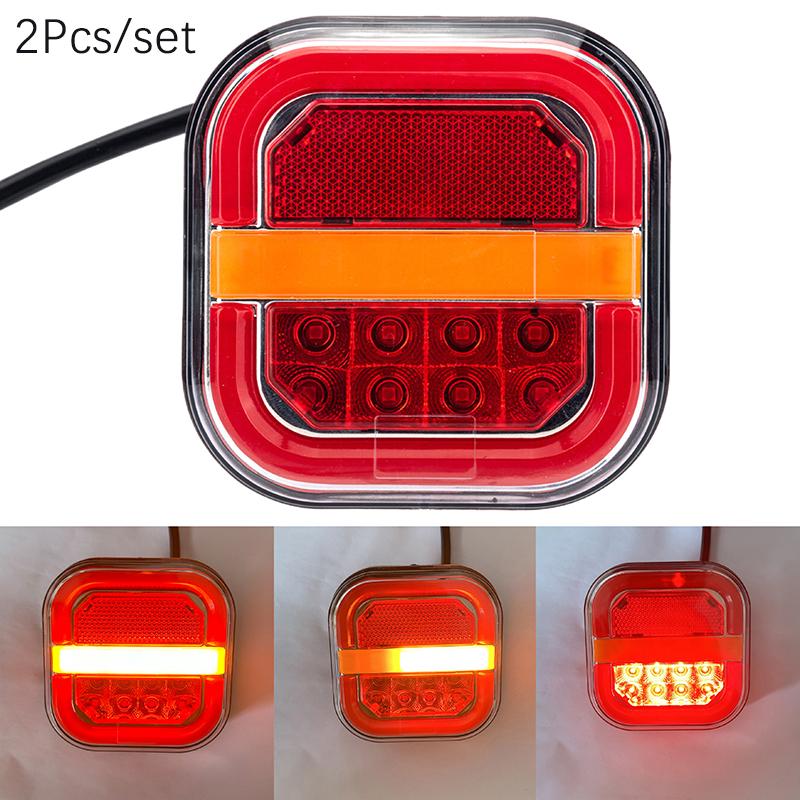 2Pcs 4Inch Led Tail Light Left Right Rear Brake Lamp Licesen Plate Taillight 12V 24V Turn Signal For Trailervan Bus 4X4 Pickup