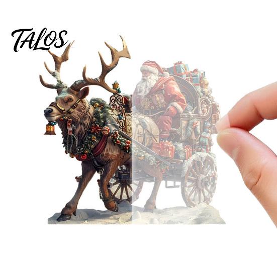 Christmas Window Sill Ornament Santa Claus Ornament, Retro Reindeer Acrylic Decoration, Moisture Proof Double Sided Desktop Figurines for Holiday Home