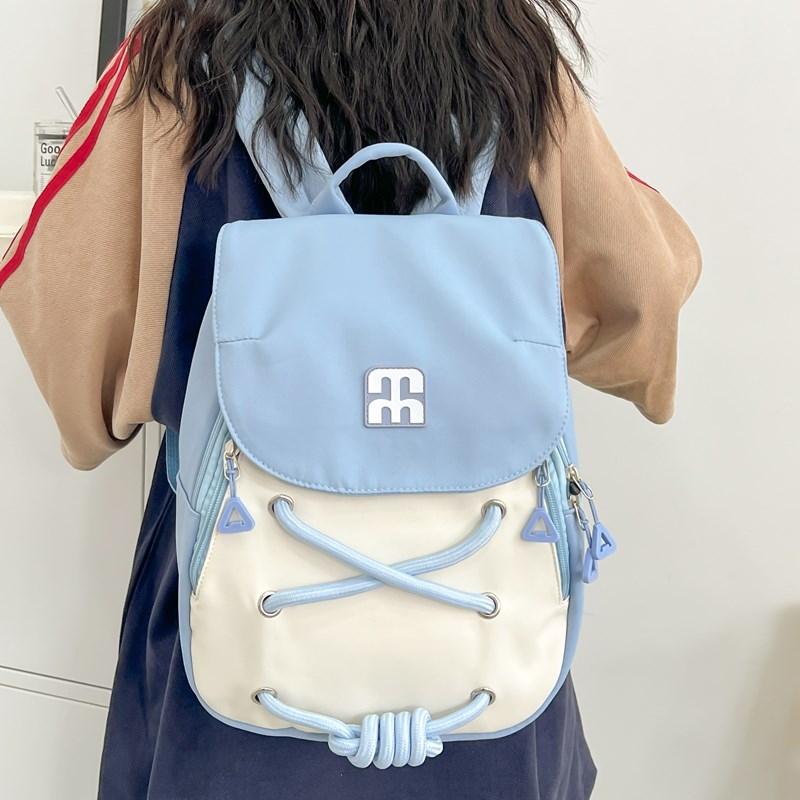 Small Backpack Simple Female Color Block Backpack Student Schoolbag