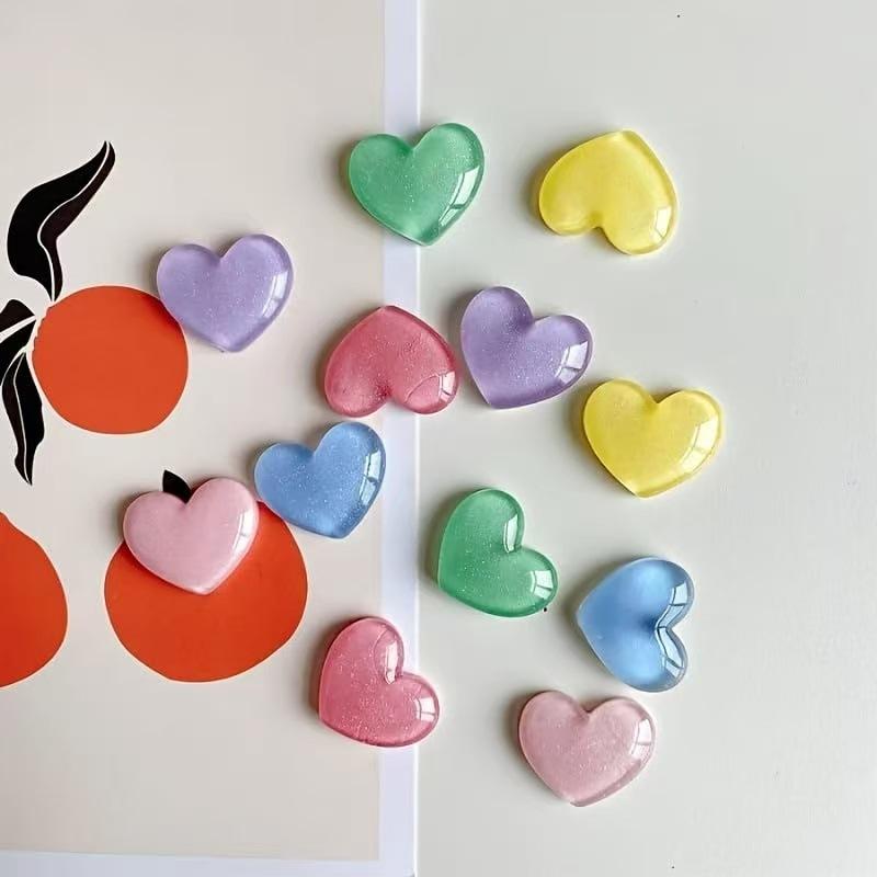 10 PCS Colorful 3D Heart Resin Fridge Magnets Reusable Magnetic Stickers for Holiday Home Decor Gift
