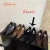 Aphixta Warm Flannel Mary Jane Shoes Leopard Sexy Party Dance Pumps Women Med Heels Buckle Pointed Toe Pumps