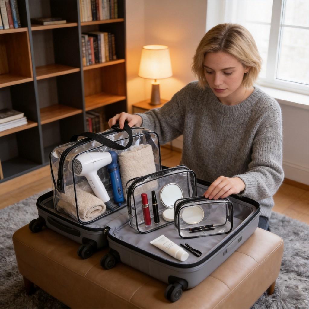 Modern Pvc Travel Makeup Organizer Set With Waterproof Multipurpose Storage For Home Use