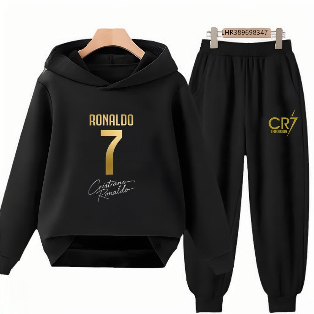 Autumn Football Star 3-12 Years Children Hoodie+Pants Suit Kid Sweatshirt 2Pcs Sets Boys Girls Trousers Toddler Tracksuits