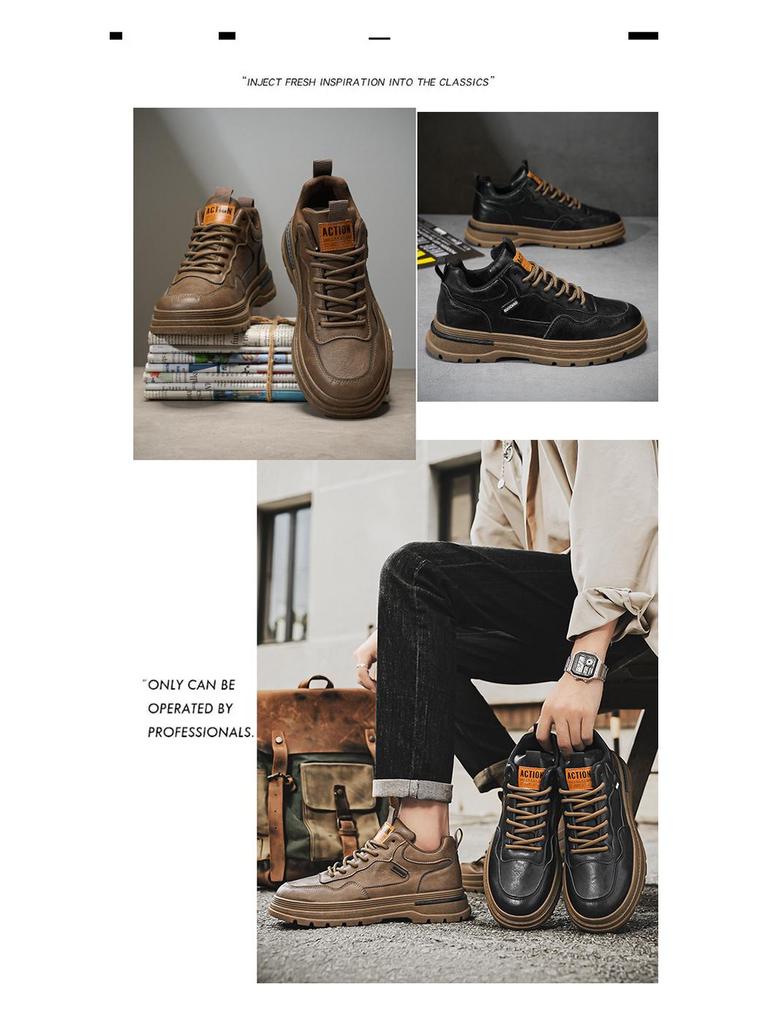 Herren Trendige Wasserdichte Martin Boots: Atmungsaktive, rutschfeste Freizeitschuhe aus Leder für den Herbst.