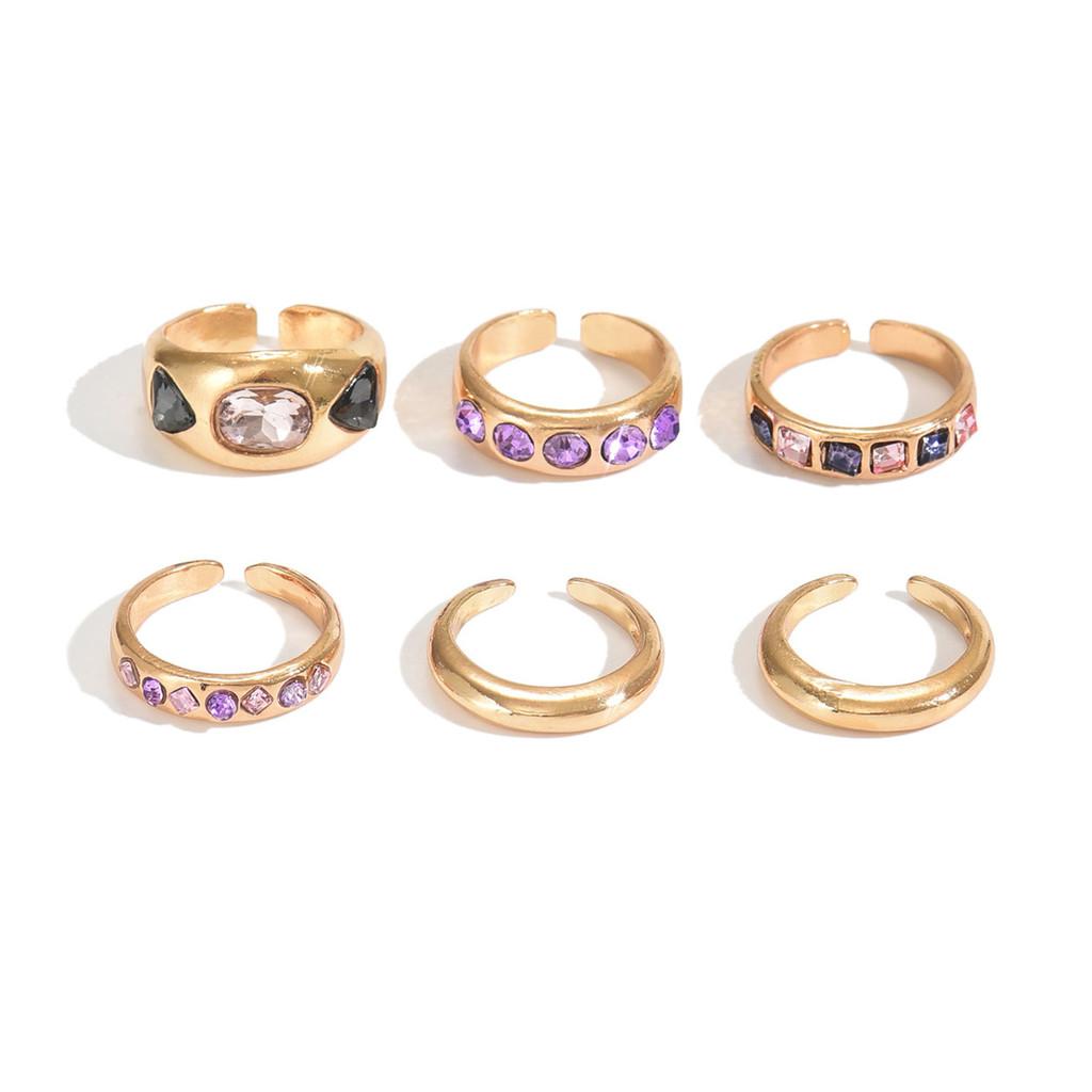 Modern Geometric Ring Pack With Electroplated Finish For Female Fashion Jewelry