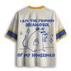 Hand Drawn Cool Mouse Funny Household Slogan Print Blue Yellow Color Block Mesh V Neck Loose Football Jersey T-shirt