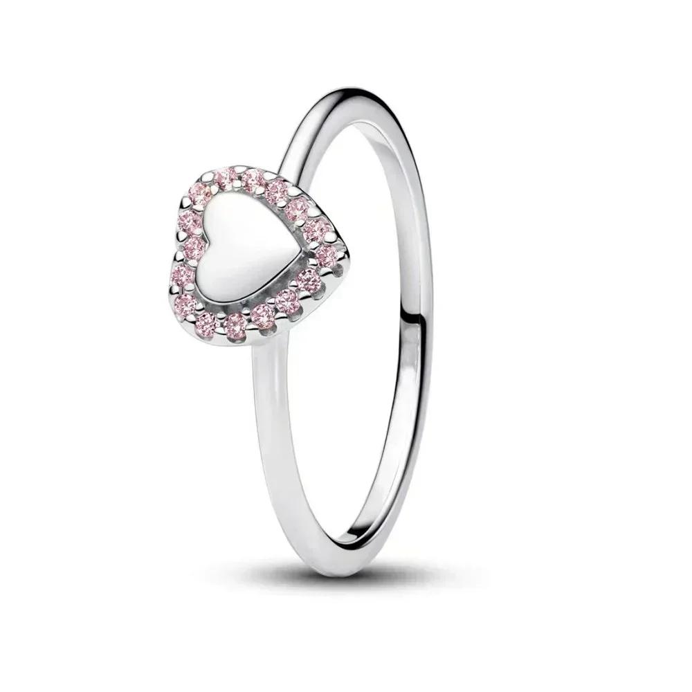 Authentic Genuine Copper Ring Design Colorful Heart Crown Bow Moon Shell Crystal For Women Valentine'S Birthday Occasion Jewelry Creation