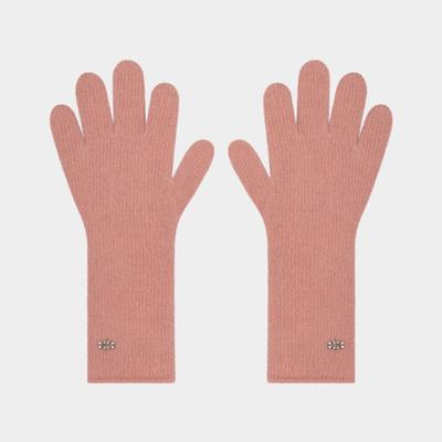 KISYNING Angora Finger Hole Long Gloves (Peach Pink)