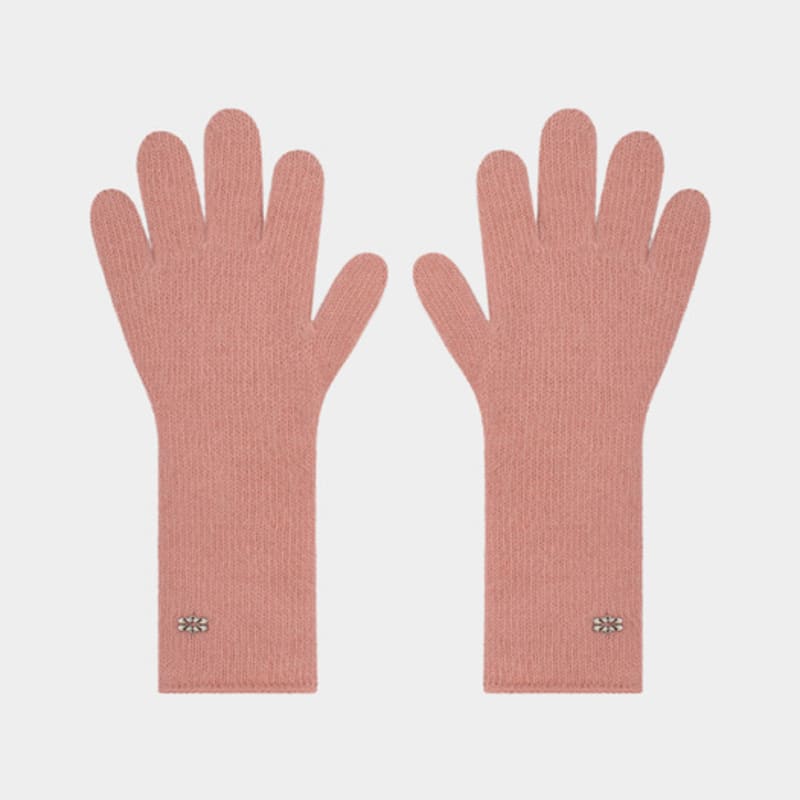 KISYNING Angora Finger Hole Long Gloves (Peach Pink)