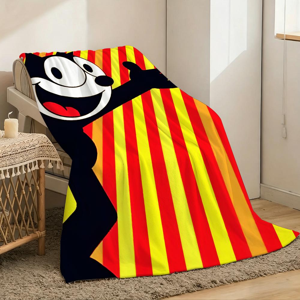 F-Felixs The Cat Throw Lightweight 240G Flannel Blanket Soft Skin-Friendly For Summer Cooling