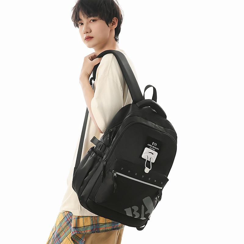 Casual Nylon Backpack With Large Capacity And Letter Printing Design For Daily