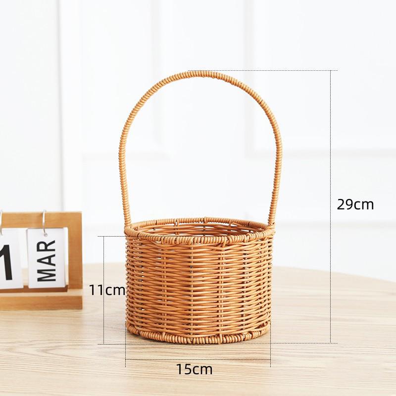 Handwoven Storage Basket Vegetable Flower Plant Hand Baskets Rattan Snack Bread Picnic Basket Desktop Sundries Organizer