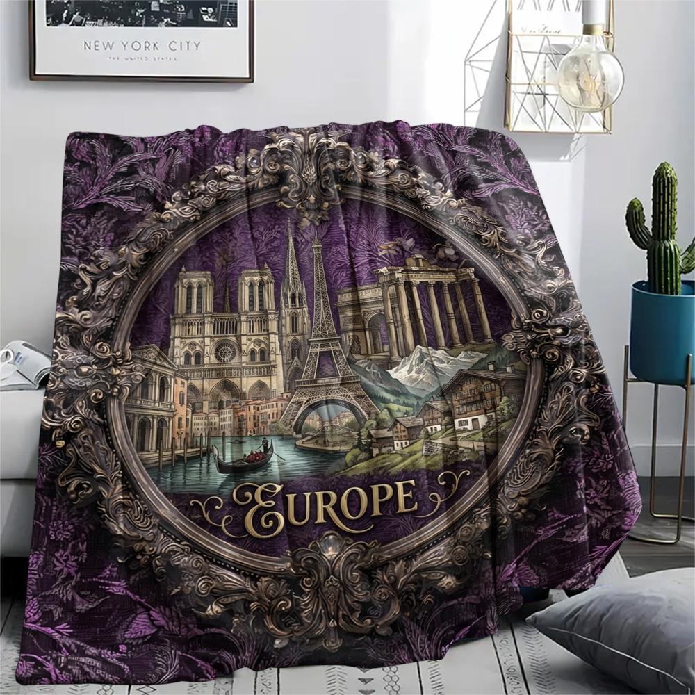 1Pc Alien Earth Print Flannel Blanket, High Quality Comfortable for All Seasons, Home Decor, Warmth and Comfort, Perfect for Christmas Gifts
