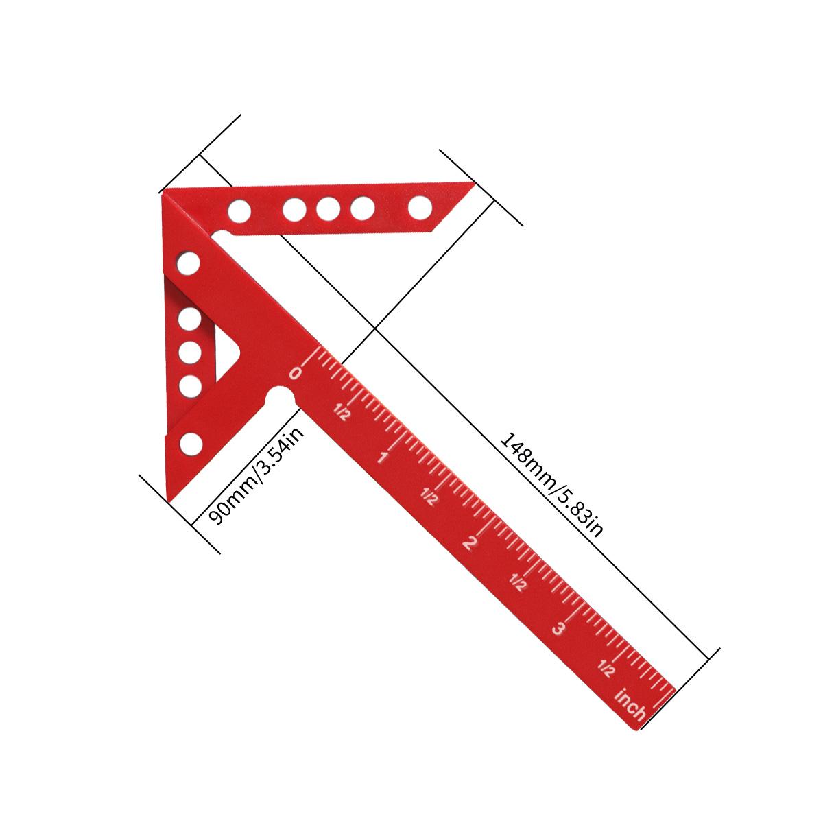 

Woodworking Plastic Center Positioning Ruler – Features 45/90 Degree Angle Markings, a Red Square Marking Tool for Measurements