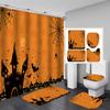 Halloween Elements 3D Digital Printing Bathroom Four-Piece Shower Curtain Partition Curtain Shower Curtain