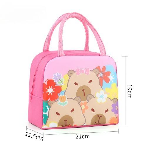 Cute Capybara Print Lunch Bag Kids Insulated Food Container Portable Box Carrier Cartoon Kindergarten School Lunch Storage Bag