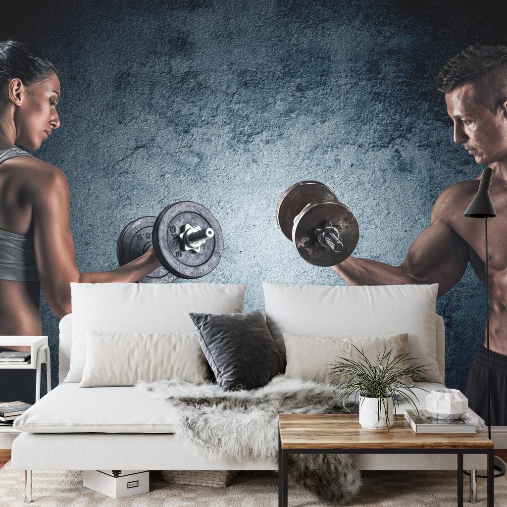 Photomural Muscular Man An Athletic Woman Structural Vinyl 180x120