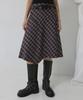 Lense Raw Edge Check Midi Skirt Brown