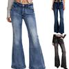 Women's Mid- Stretch Jeans Fashion Straight Leg Denim Pants With Pockets