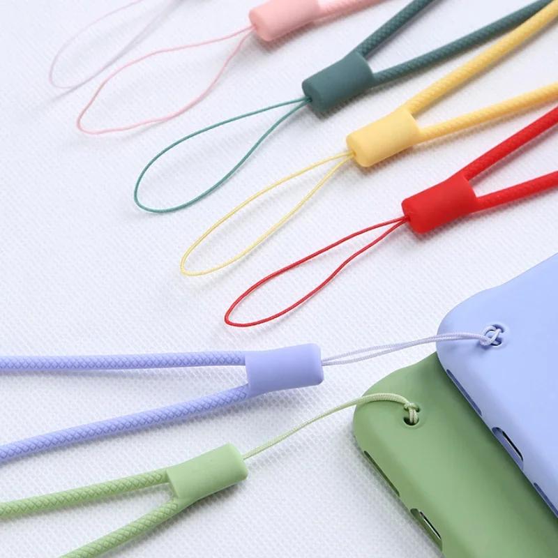 1Pc Color Simple Liquid Silicone Mobile Phone Lanyard Portable Phone Camera Handheld Fan Keychain Non-slip Anti-lost Wrist Strap
