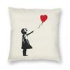 Banksy Mädchen mit Ballon Hoffnung Platz Kissenbezug Polyester Leinen Samt Bedruckt Dekoration Wurfkissen Sofa Sitzkissenbezug