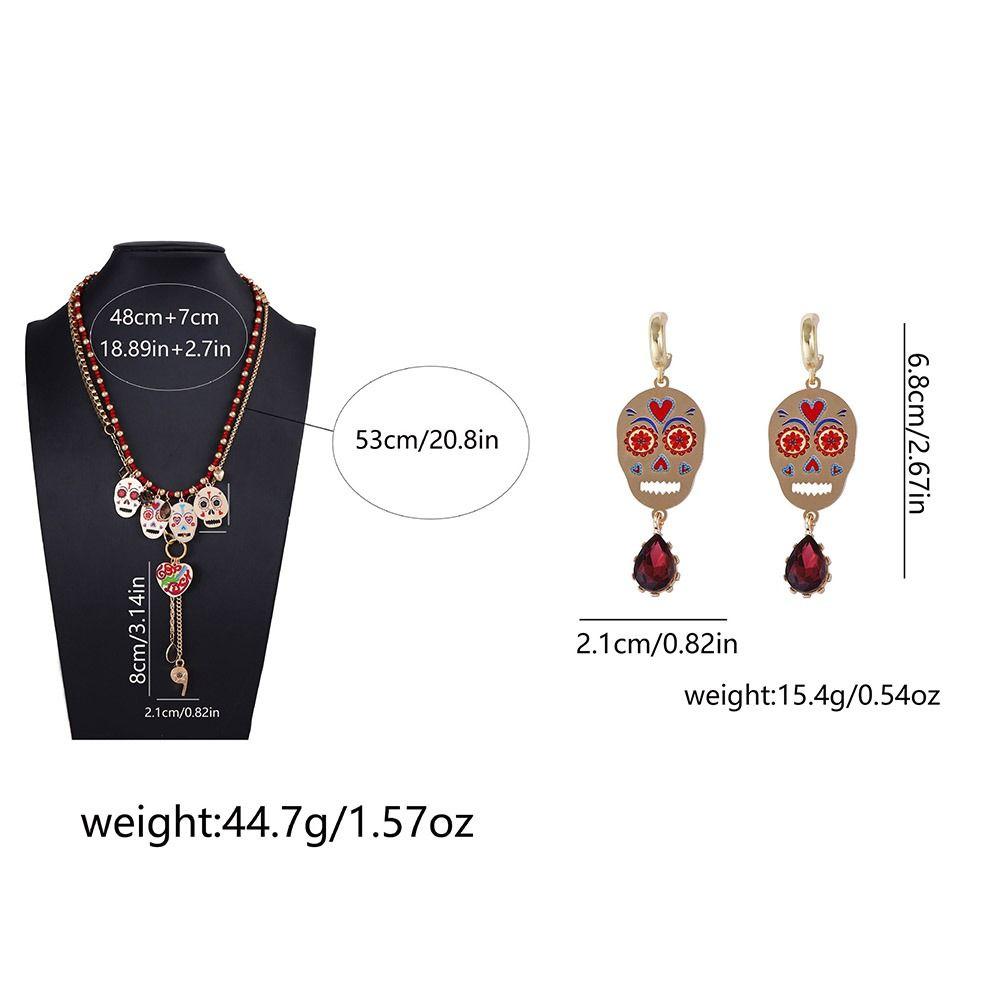 Personality Collarbone Chain Literature Vintage Earring Punk Metal Skull Pendant Necklace  Girl