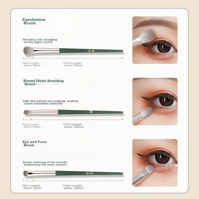 Huayang Eyeshadow Brush, 3 Pieces, Beginner-Friendly, Eyeshadow Blending, Skin-Friendly Makeup Brush, Soft Bristles