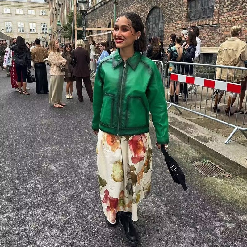 Za Export New Arrival Women's Clothing ZR Fashion Style Fashion All-Match Antique Finish PU Leather Short Leather Jacket Jacket Outwear