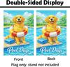 Heyfibro Pool Days Garden Flag – 12x18 Inch Double Sided Summer Happy Golden Retriever Design, Summer Yard Flag for Dog Love
