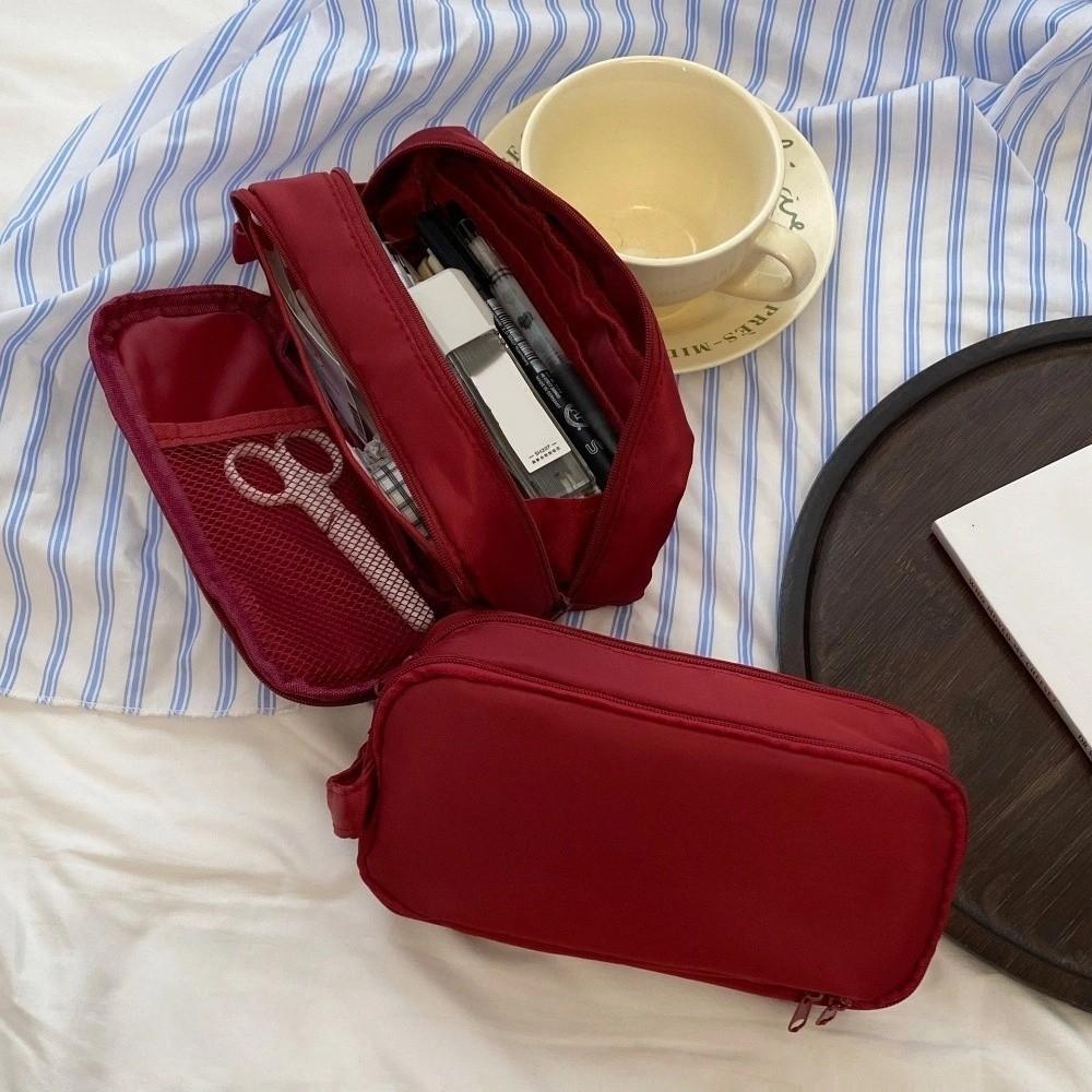 Desktop Storage Korean Stationery Bag Black Solid Color Pencil Pouch  Student