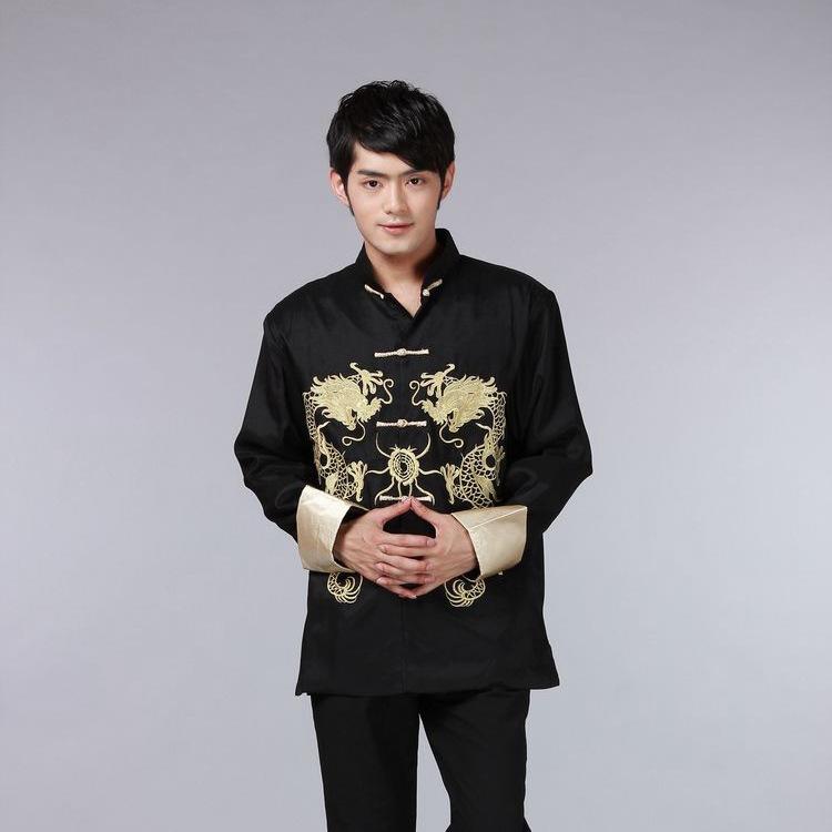 Men Embroidered Tops Chinese Traditional Phoenix Printed Clothes Dragon Tang Suit Clothing Long Sleeve Festival  Jacket