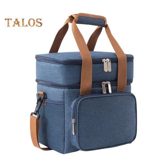 

Двухслойная изолированная сумка для обеда с регулируемым ремешком, герметичная сумка-холодильник для работы, путешествий, пикника, пешего туризма темно-синий