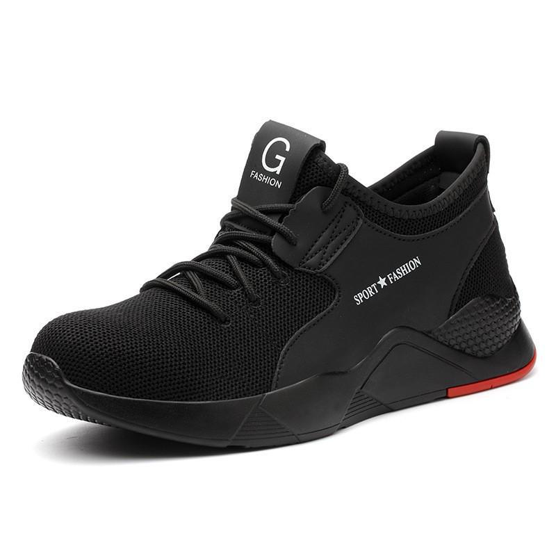 Men's All-Season Steel Toe Safety Shoes, Anti-Smash/Stab, Breathable Big G Weave, Rubber Sole