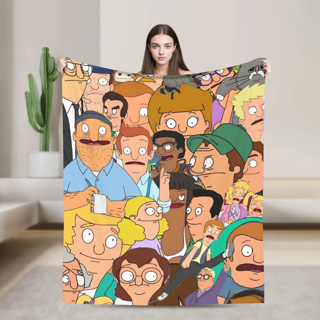 Super Soft B-Bob Burgers Thanksgiving Throw Blanket Premium Flannel Fleece Lightweight Bed Blanket Warm Plush Bedspread
