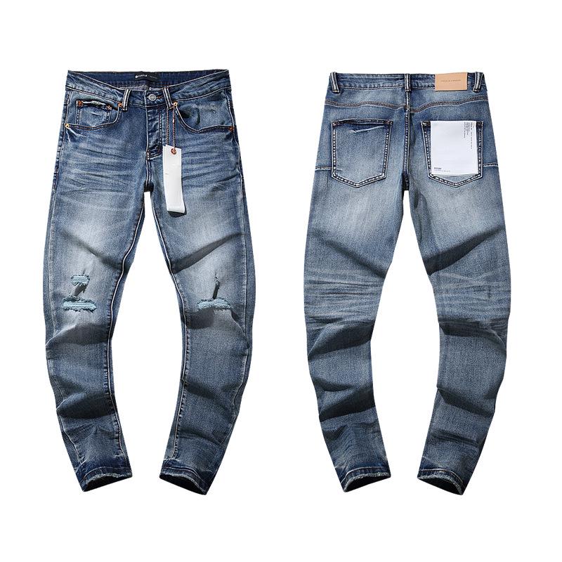 European and American Purple Slim Men's Trendy Light Luxury Elastic Jeans
