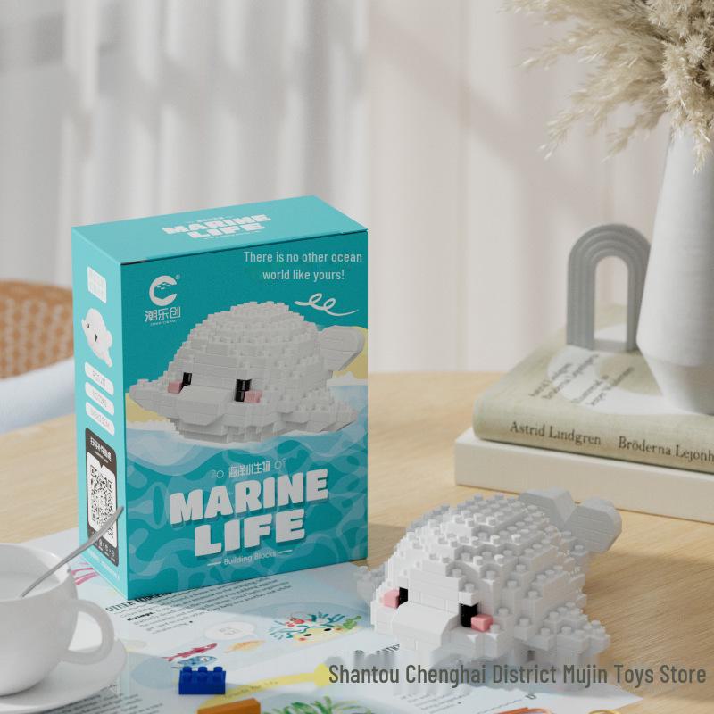 Marine Life Mini Block Toy Set: Shark & Penguin Compatible with Lego