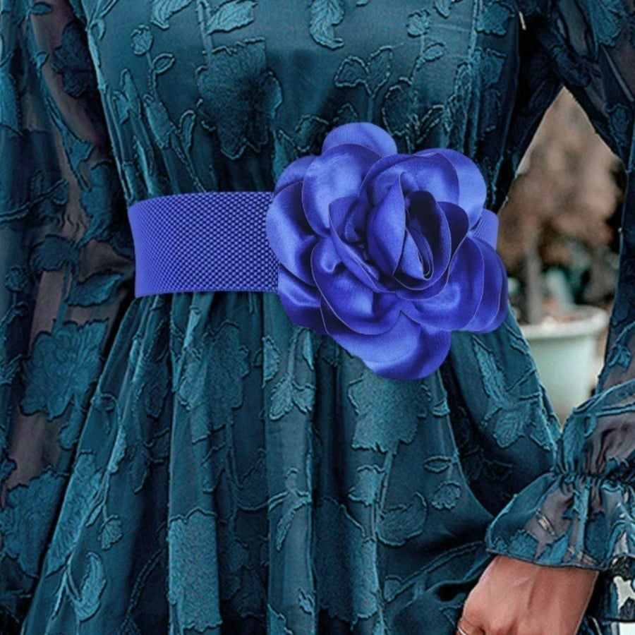 Fashion Flower Wide Waist Seal Belt Ladies Versatile Dress Decorative Dance Show Belt Belt