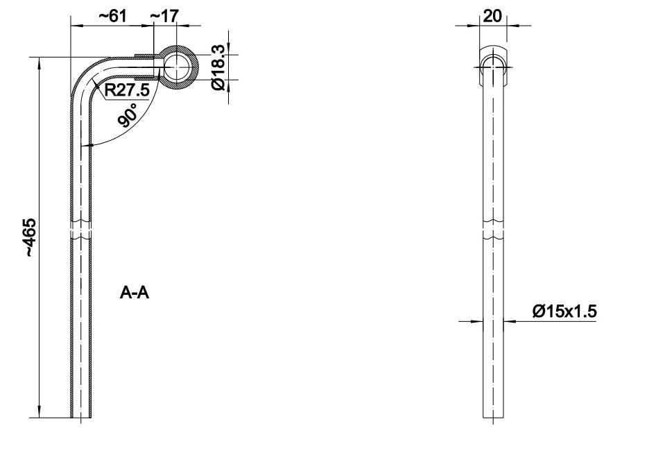 Rurka Wygięta 90 Stopni Fi-15 Z Oczkiem 18Mm Długość 500Mm Hydral