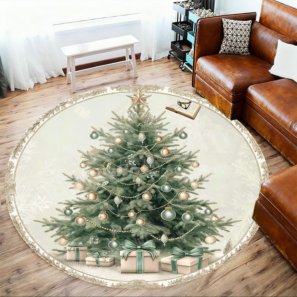 1PC Christmas tree Office Round Area Rug, Under Office Chairs Bedroom Living Room Home Decor, Carpet for Office -1110043