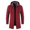 Cardigan da uomo taglia forte autunnale e invernale con cappuccio e zip, imbottito e ispessito, maglia a maniche lunghe